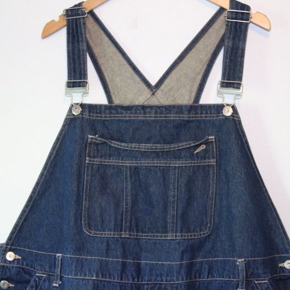 Venezia Lane Bryant Denim Overall Bib Shorts Dark Wash Plus Size 26/28 H13545 - Picture 2 of 6